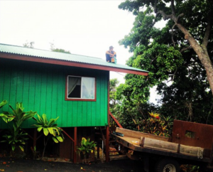 Joshua Cabe Johnson on the Roof of the Keauhou Mauka Coffee Shack in Hawaii