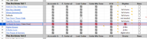 The Archives Vol 1 Production Spreadsheet